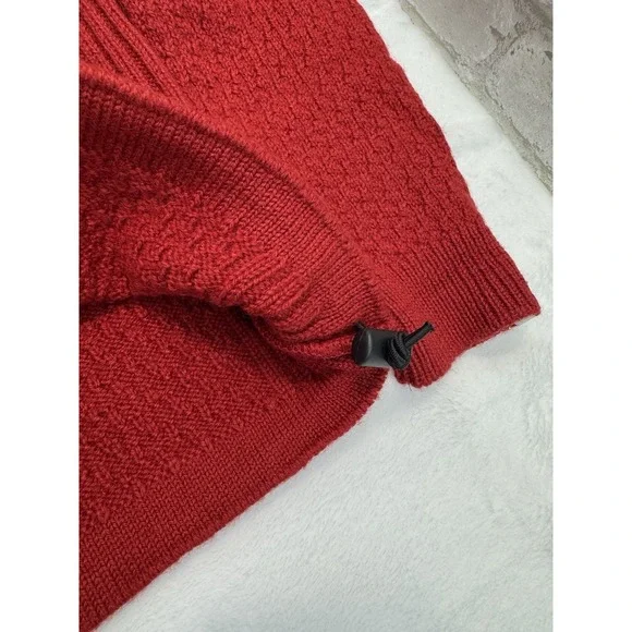 New Susan Fosse Cardigan Aluoen Norway Wool Full Zip Sweater Red Black Small